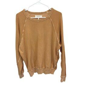 The Great The College Sweatshirt Distressed Brown Boho - Size 1, Small